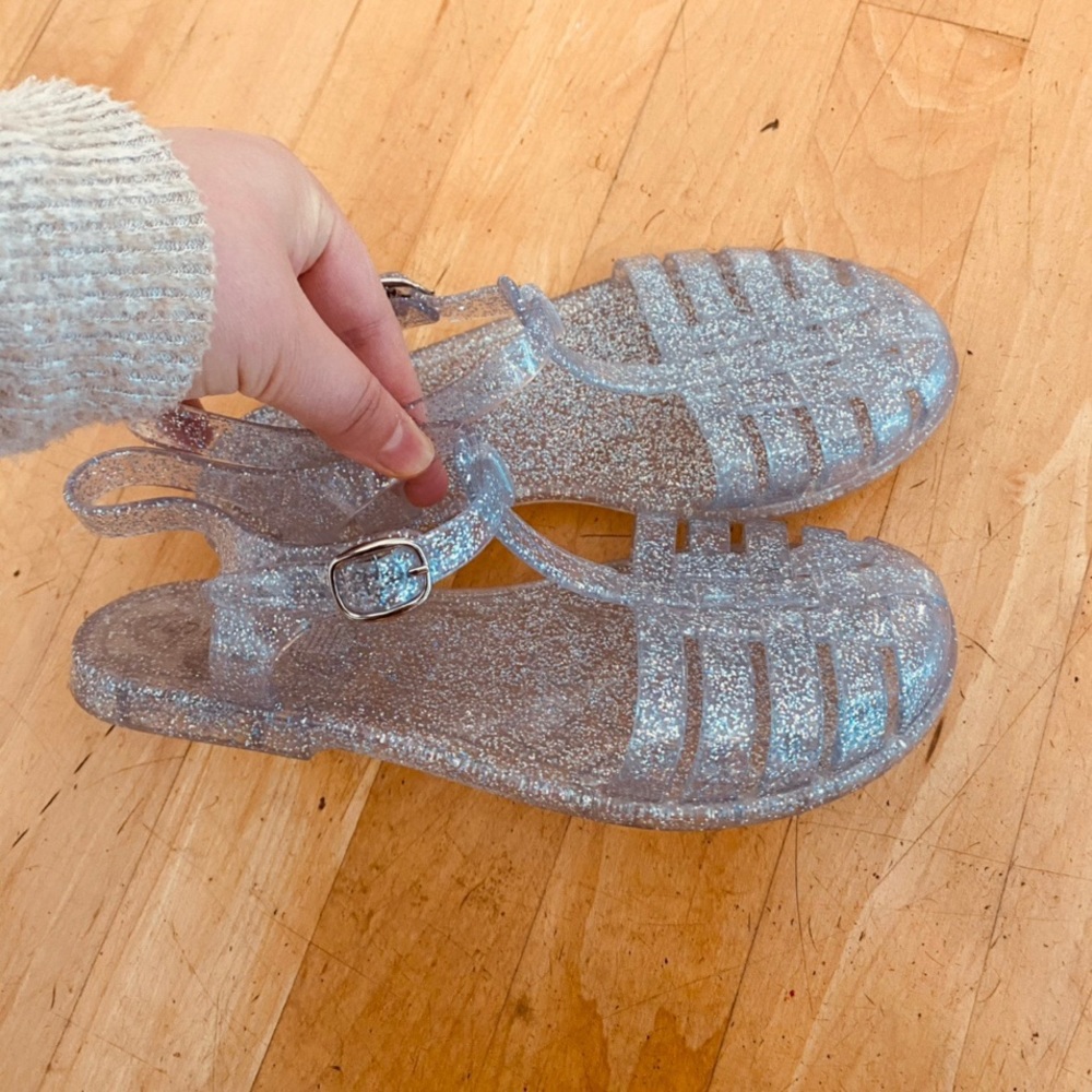 Vintage 90s sparkly heart jelly sandals shoes